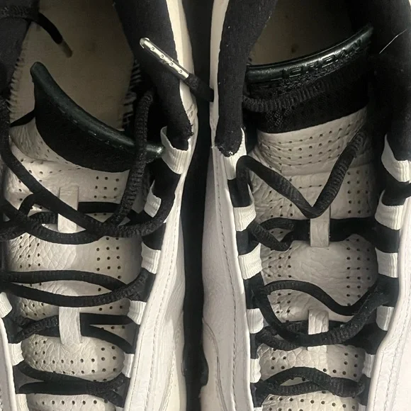 Jordan White and Black High-Top Sneakers with Leather Overlays - Picture 12 of 12